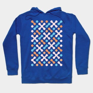 Pink crosses and circles on a blue background Hoodie